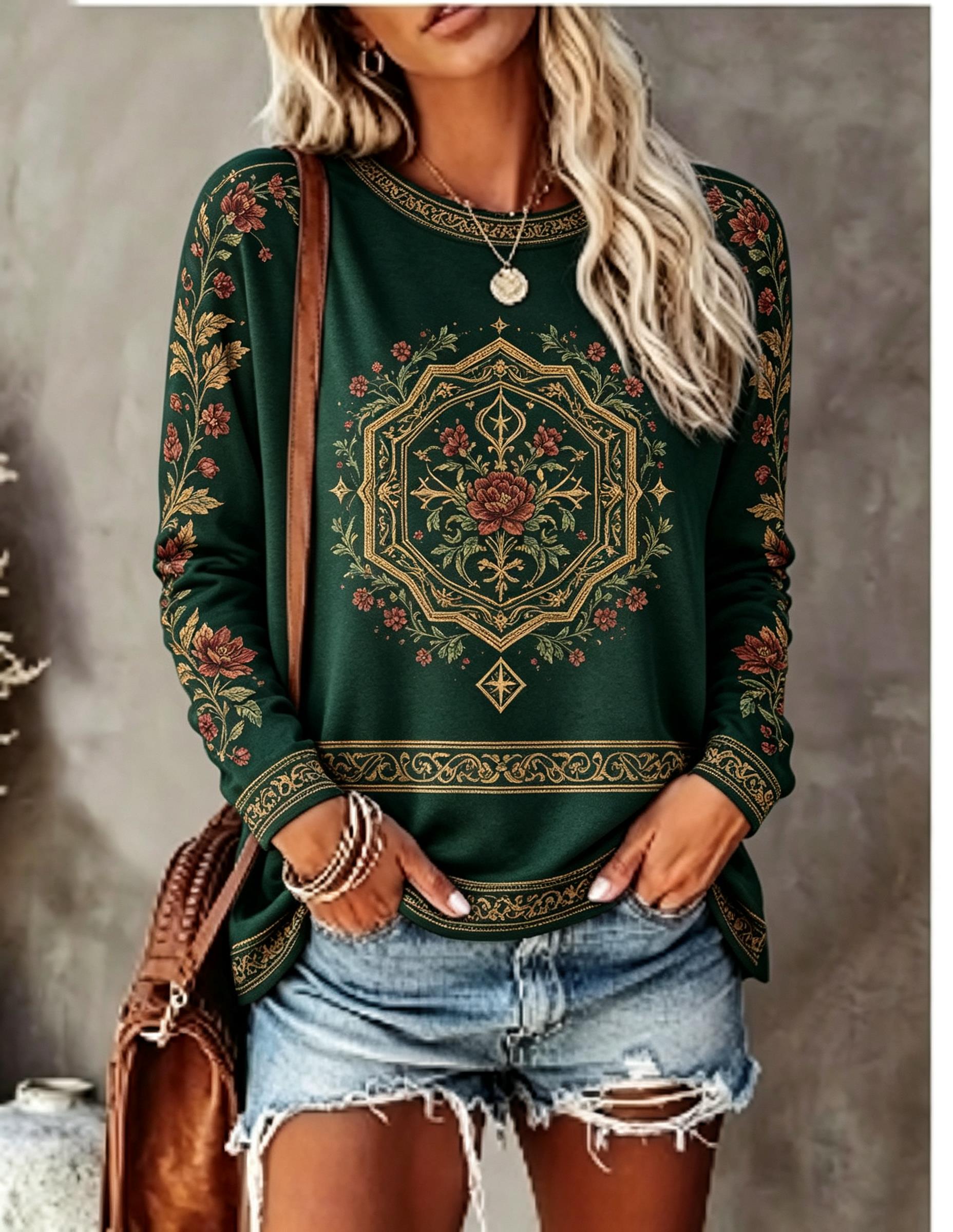 Women Crew Neck Long Sleeve T‑ - đánh giá và giá Wallpaper