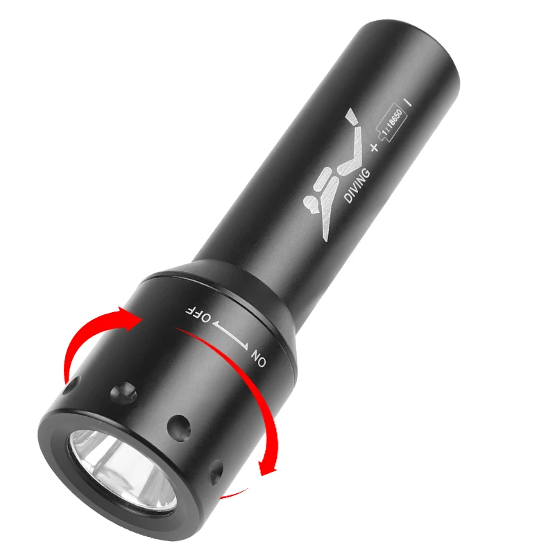 New T6 LED Diving Torch Long-R - đánh giá và giá Light Switch
